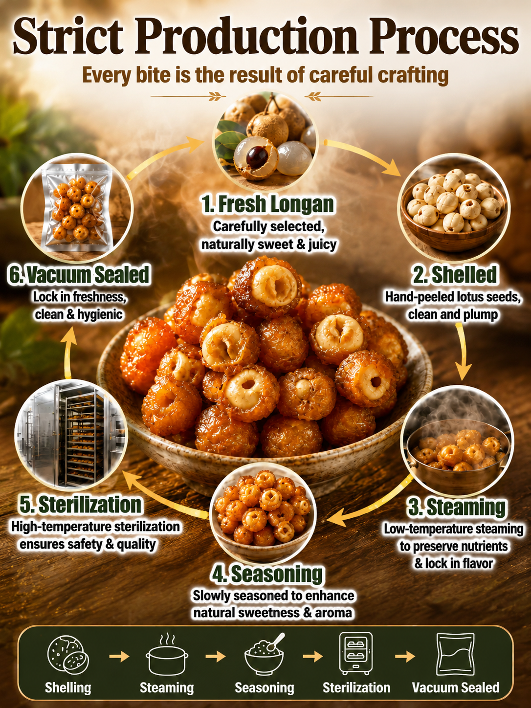 Longan Wrapped Lotus Seeds. Natural Ready-to-Eat Dried Fruit Snack for HeaIth & Relaxation-TI