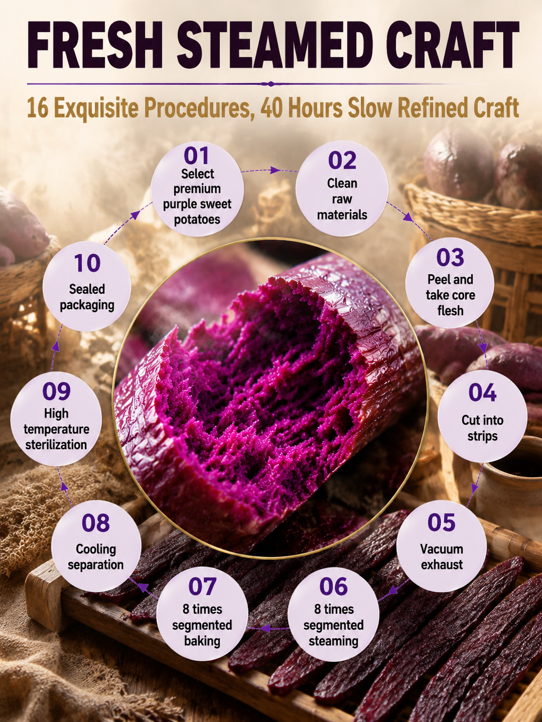 Healthy Low Fat Purple Sweet Potato Snack-TI