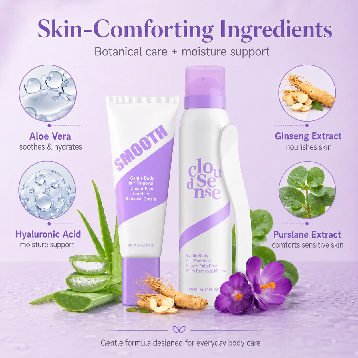 2-Pack Hypoallergenic Bikini Hair Removal Kit💜 , Painless Formula for Sensitive Skin | Fast-Acting Gentle Bundle with Aloe & Hyaluronic Acid, Big Saving for Daily Use-TI