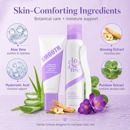 2-Pack Hypoallergenic Bikini Hair Removal Kit💜 , Painless Formula for Sensitive Skin | Fast-Acting Gentle Bundle with Aloe & Hyaluronic Acid, Big Saving for Daily Use-TI