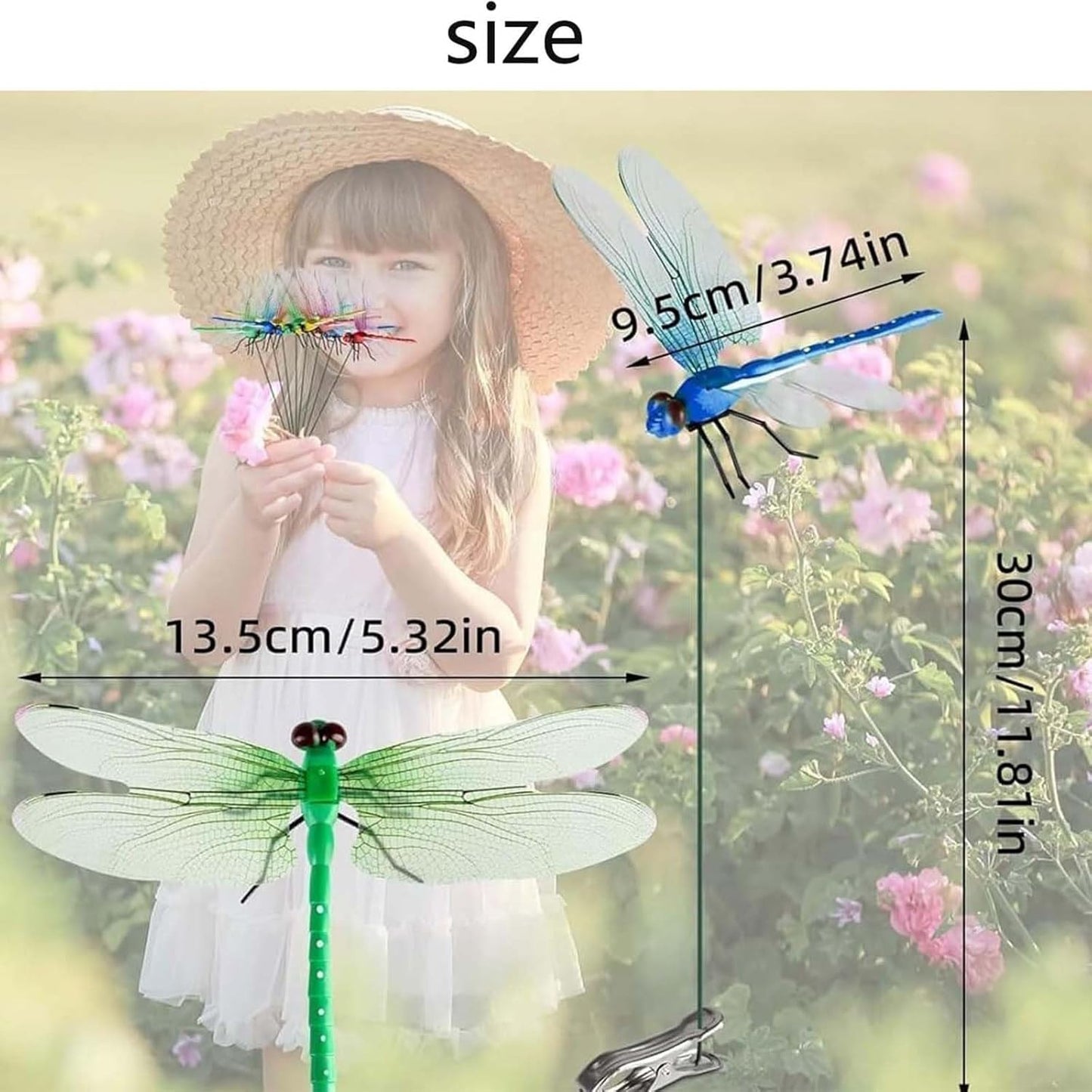 🪰4 Pieces 3D Fake Dragonfly Metal Clip, Anti Bird Flying Deterrent, Outdoor Indoor Garden Yard Art Decor Ornament-TI