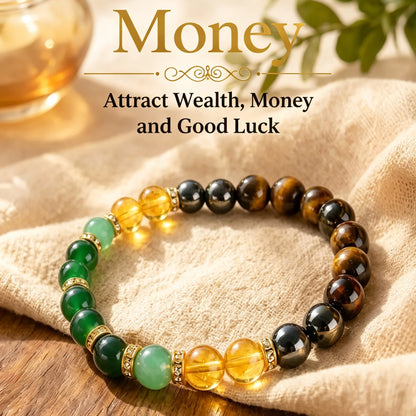 💵Money Bracelet with Black Onyx and Tiger's Eye - Luck Bracelet - Attract Wealth-LIN