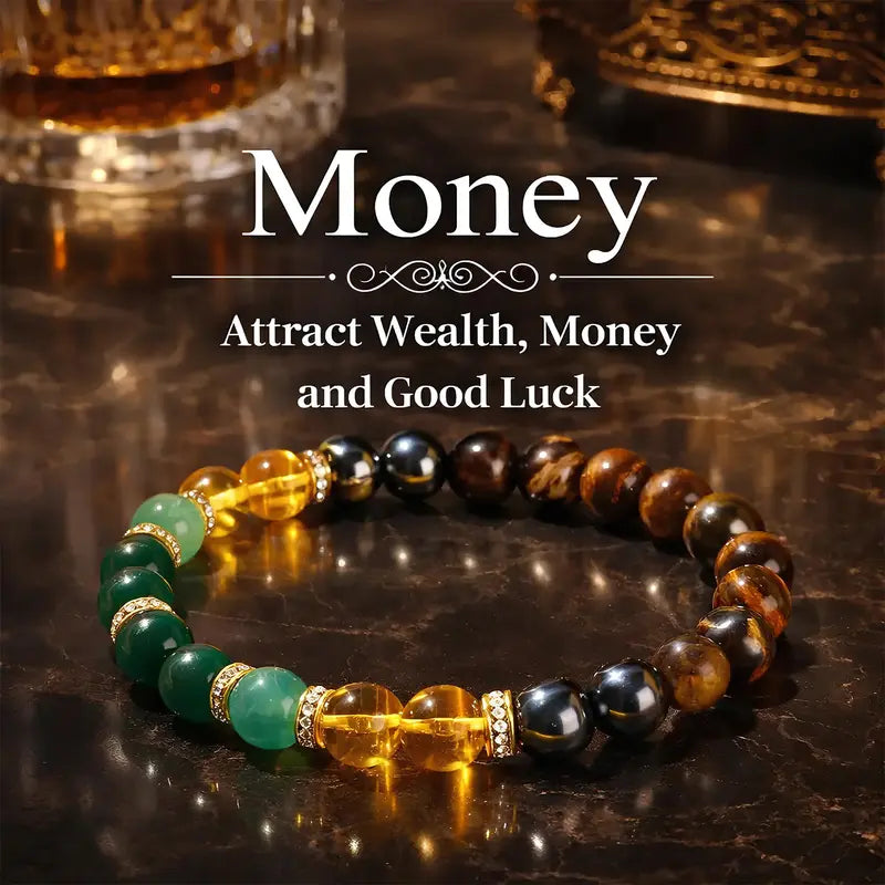 💵Money Bracelet with Black Onyx and Tiger's Eye - Luck Bracelet - Attract Wealth-LIN