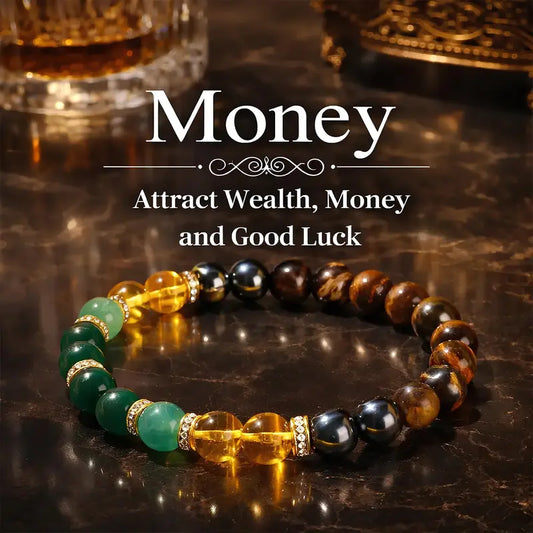 💵Money Bracelet with Black Onyx and Tiger's Eye - Luck Bracelet - Attract Wealth-LIN