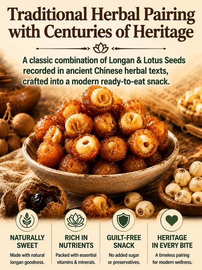 Longan Wrapped Lotus Seeds. Natural Ready-to-Eat Dried Fruit Snack for HeaIth & Relaxation-TI