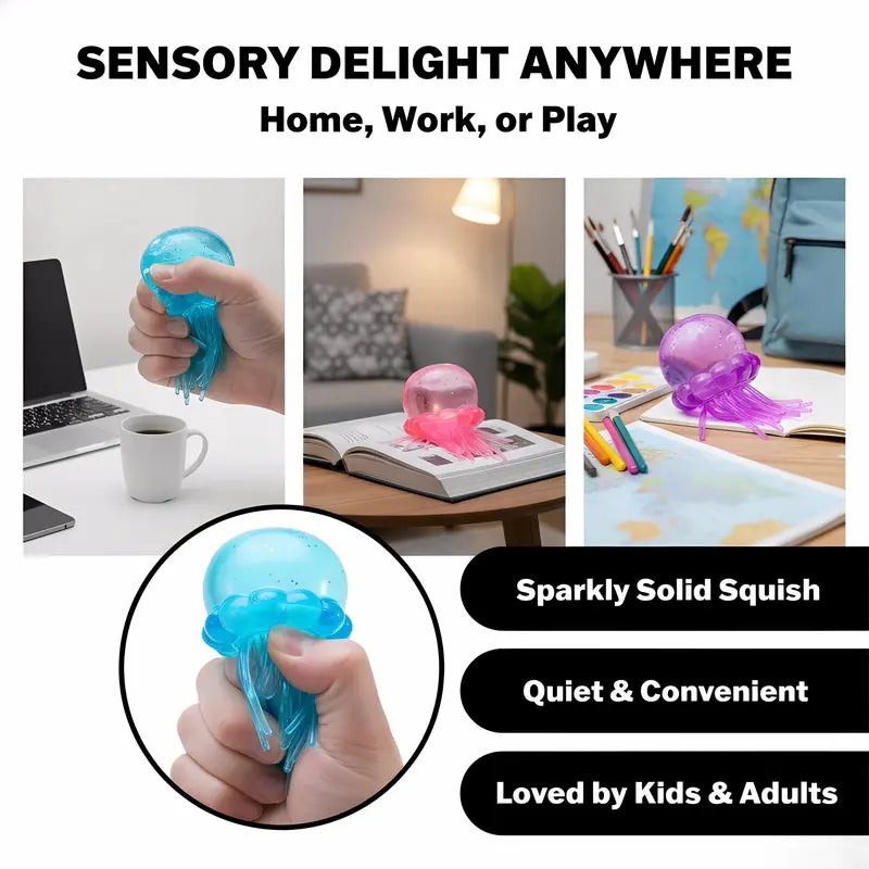 Soft Gel Filled Sensory Squeeze Toy, Stretchy Elastic Squishy Stress Relief Ball, Calming Anxiety Reducing Hand Fidget, Cute Relaxing Jelly Texture, Fun Portable Handheld Squeeze Toy Gift for All Ages-LIN