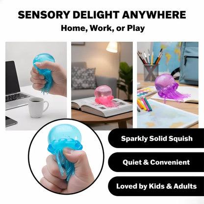 Soft Gel Filled Sensory Squeeze Toy, Stretchy Elastic Squishy Stress Relief Ball, Calming Anxiety Reducing Hand Fidget, Cute Relaxing Jelly Texture, Fun Portable Handheld Squeeze Toy Gift for All Ages-LIN