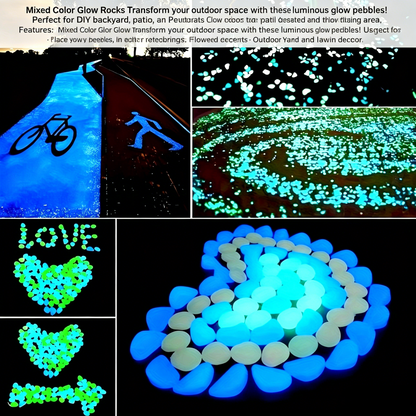 💡Luminous Stones🪨 – Mixed Color Glow Rocks Decorations DIY Decorative Pebbles for Aquarium Fish Tank Sidewalk Garden Path Patio Terrace Lawn Yard Ornaments Colorful Cobbles Decor-TI