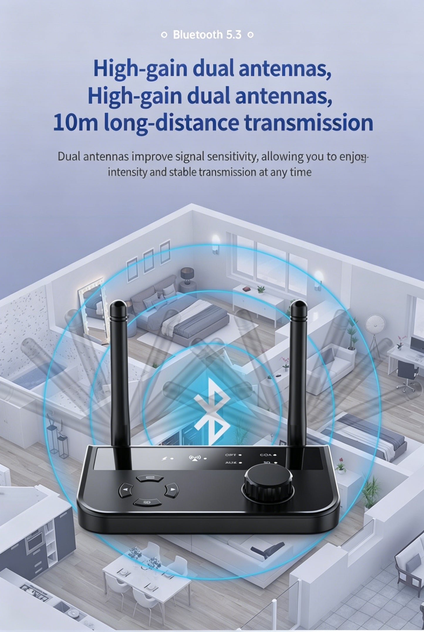 New Bluetooth 5.3 Audio Receiver B41 with Optical/Coaxial/AUX Digital Signal for 3D Sound Quality and High-Definition Music-LIN