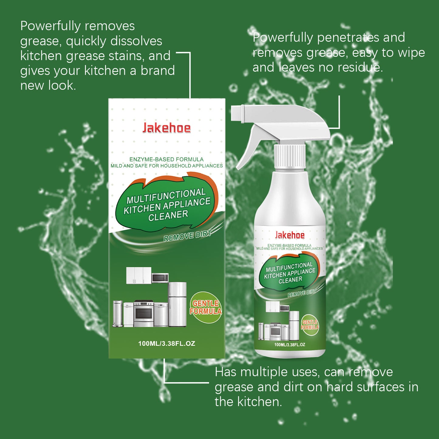Kitchen Appliance Cleaner, Gentle Oil Stain Remover, Shine Cleaning Agent, Effective Kitchen Appliance Cleanser, Easy-To-Use-LIN