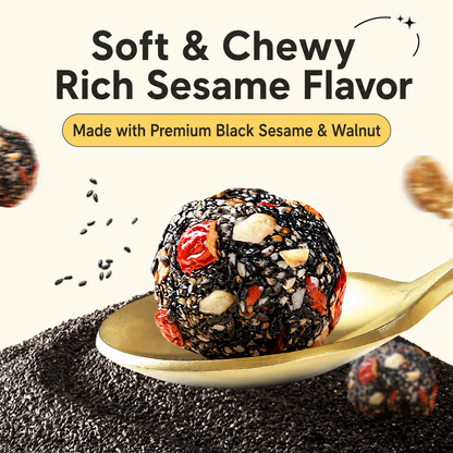 Intangible Heritage 5-Treasure Black Sesame Balls – Nine-Steamed & Nine-Sun-Dried Traditional Craft & Repair Damaged Hair&Promote Sleep-TI