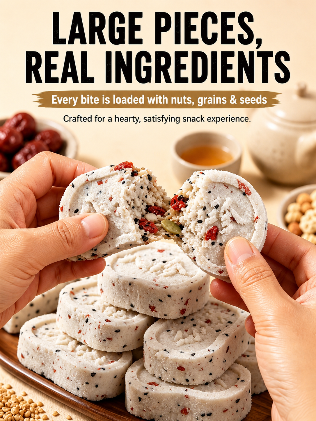 💖Handmade Red Date Poria Bazhen Cake🎁, Natural Whole-Grain Healthy Guilt-Free Treat-TI