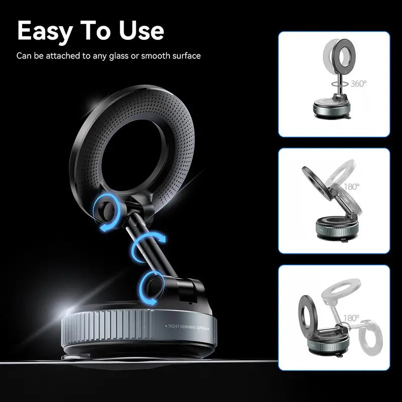 360° Adjustable Vacuum Magnetic Phone Holder, Suction Cup Phone Mount for Magsafe, Portable Cell Phone Holder for Car,Makeup/Gym/Mirror, Fit for All iphone iphone 12 and above-LIN