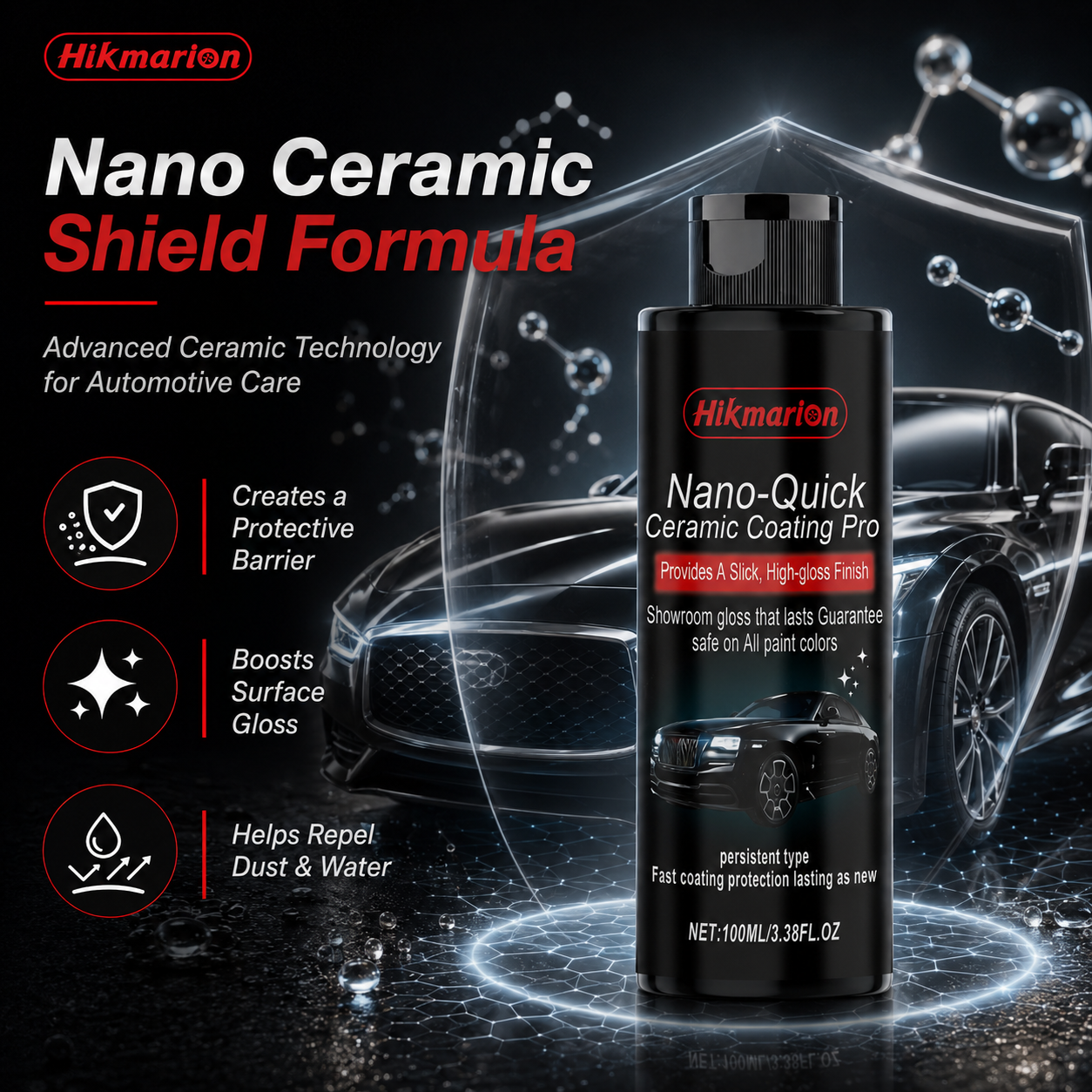🚗Nano Ceramic Coating for Cars – Professional MAX 100ml Hydrophobic Paint Protector with Long-Lasting Gloss-TI