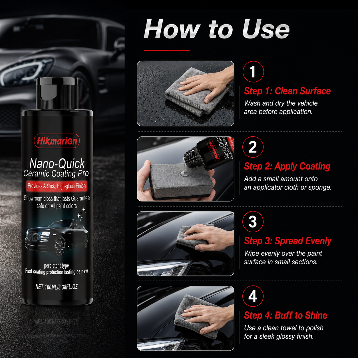 🚗Nano Ceramic Coating for Cars – Professional MAX 100ml Hydrophobic Paint Protector with Long-Lasting Gloss-TI