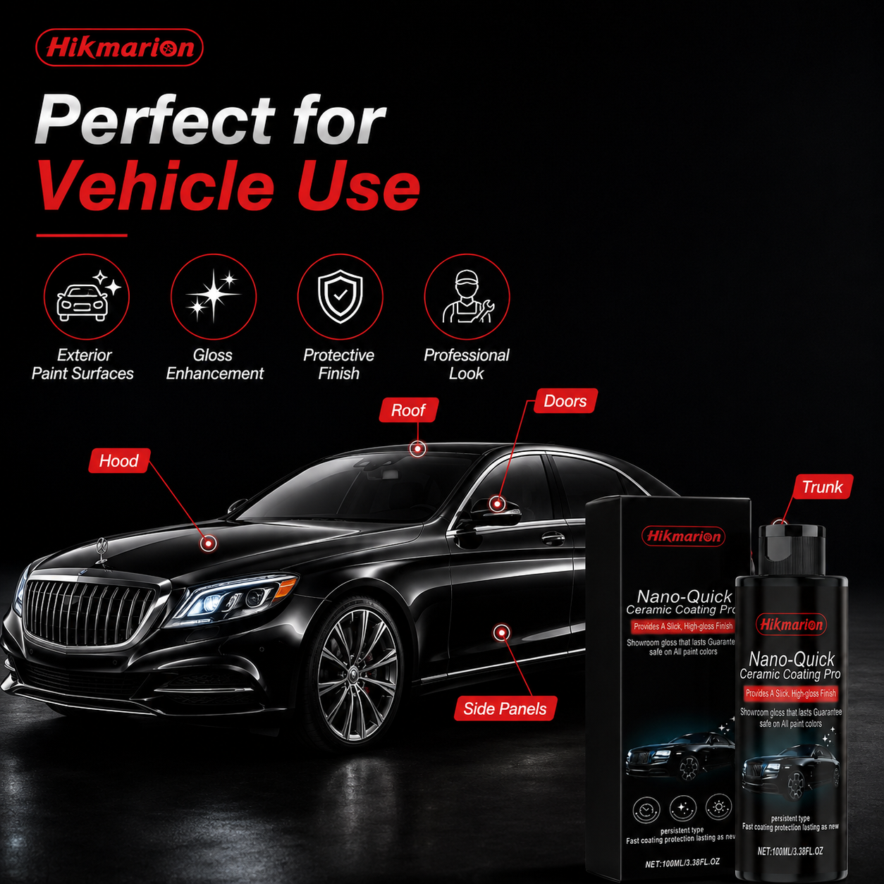 🚗Nano Ceramic Coating for Cars – Professional MAX 100ml Hydrophobic Paint Protector with Long-Lasting Gloss-TI