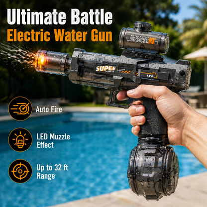 💧Glowing Electric Water Gun🔫, 32ft Range, 320cc Tank, Fun Summer Toy for All Ages-TI