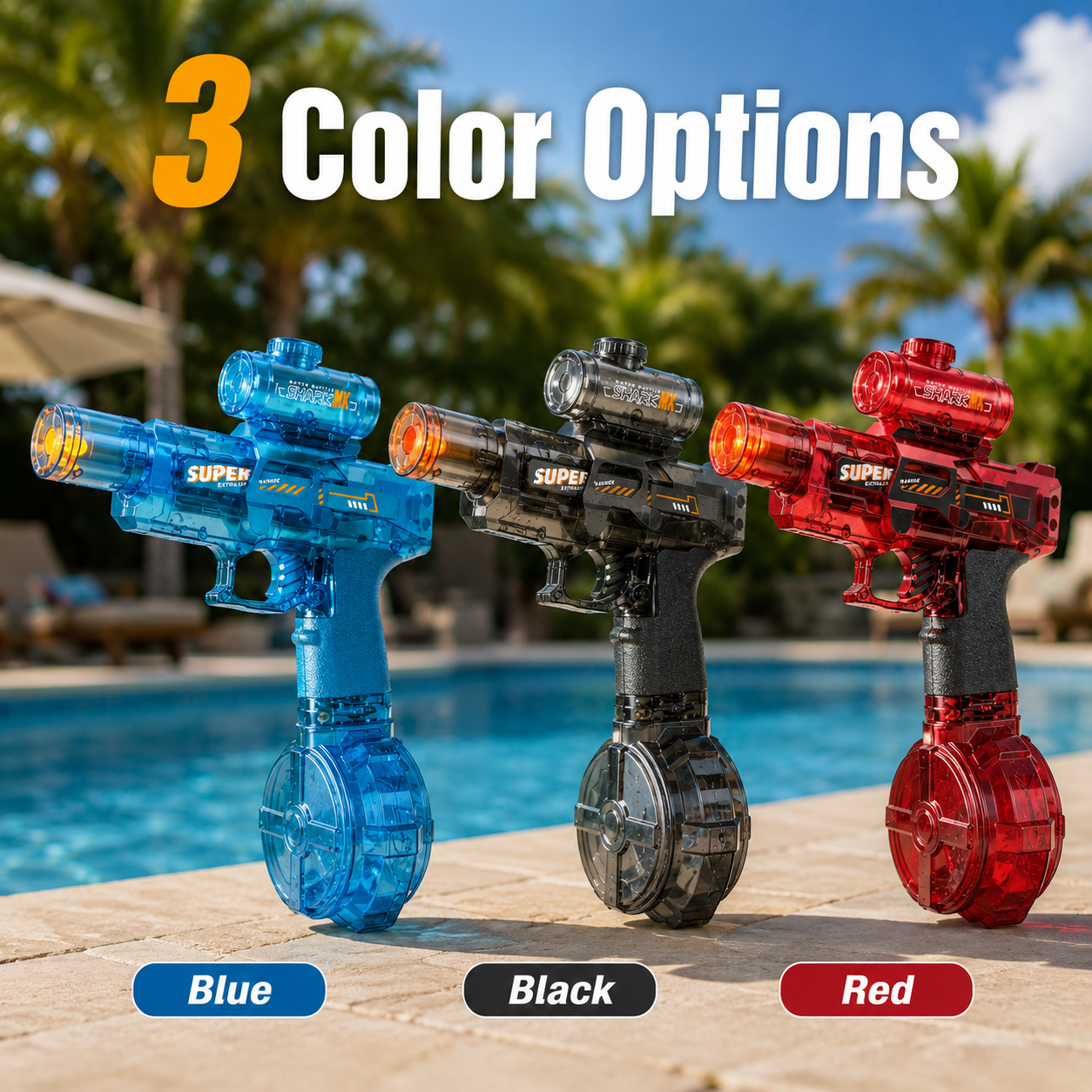 💧Glowing Electric Water Gun🔫, 32ft Range, 320cc Tank, Fun Summer Toy for All Ages-TI