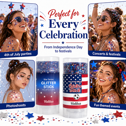 🗽4th of July Sparkle Glitter Wand🎊, Body & Hair Sparkle for Independence Day Party, Festival & Fun Holiday Look-TI