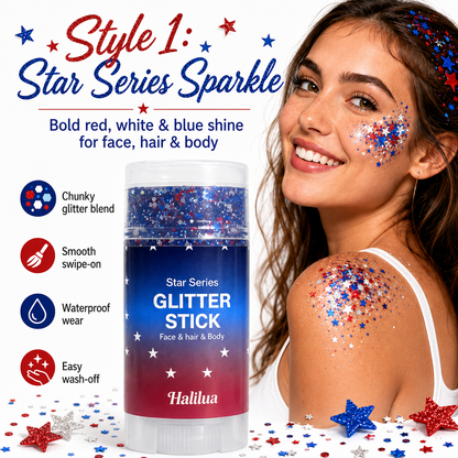 🗽4th of July Sparkle Glitter Wand🎊, Body & Hair Sparkle for Independence Day Party, Festival & Fun Holiday Look-TI