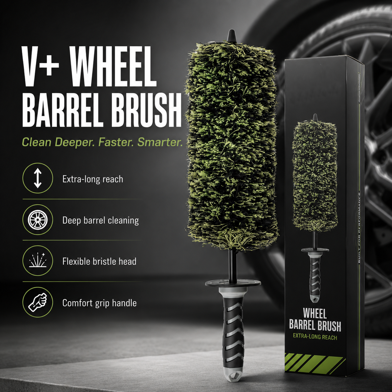 🚗Viking V+ Wheel Brushche🛞, Effective Tool for Wheel Deep Cleaning, 17 Inch Length,1 Pack-TI
