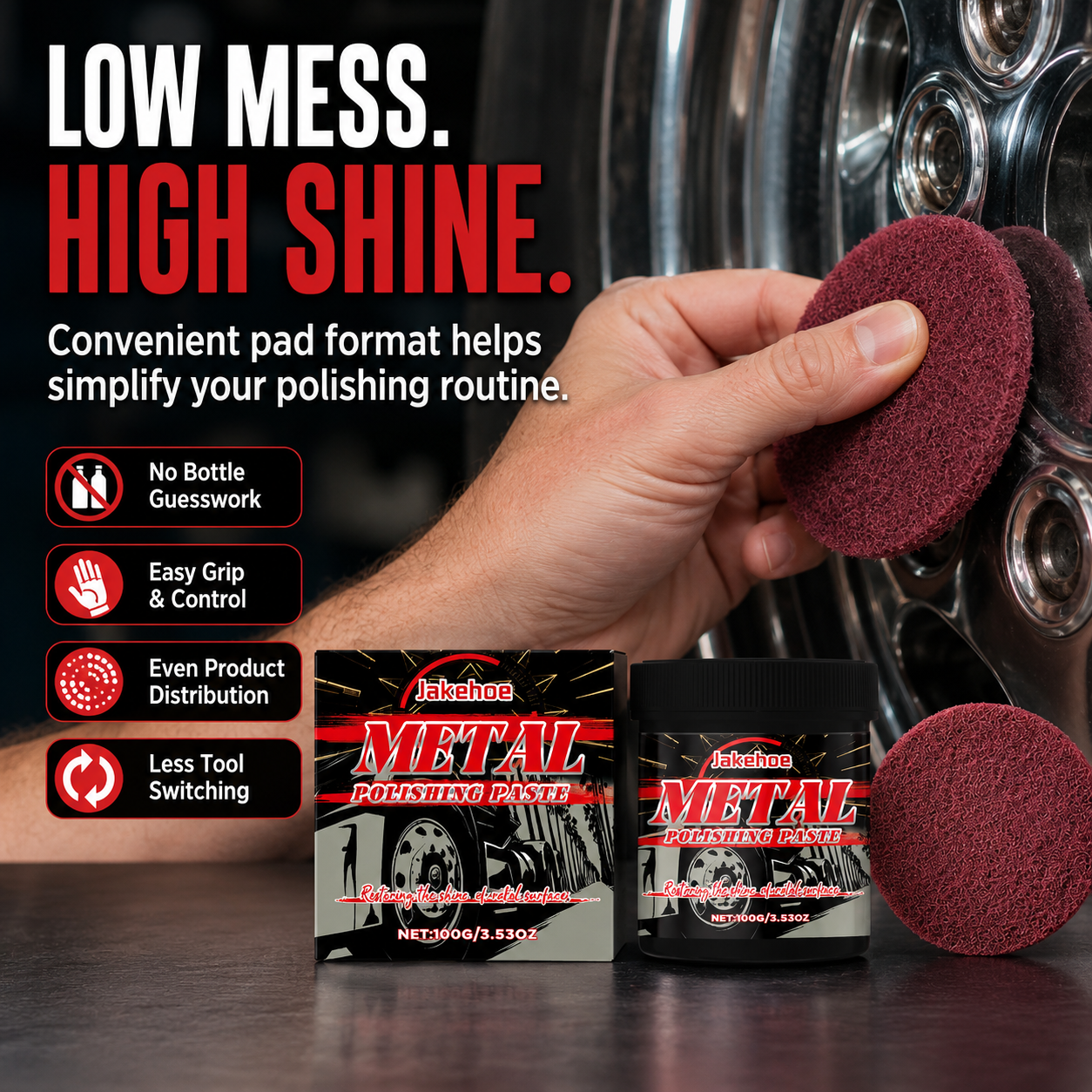 🚗Metal Professional Red Paste Pro Pads| Synthetic Pads for Aggressive Cutting & Metal Finishing-TI