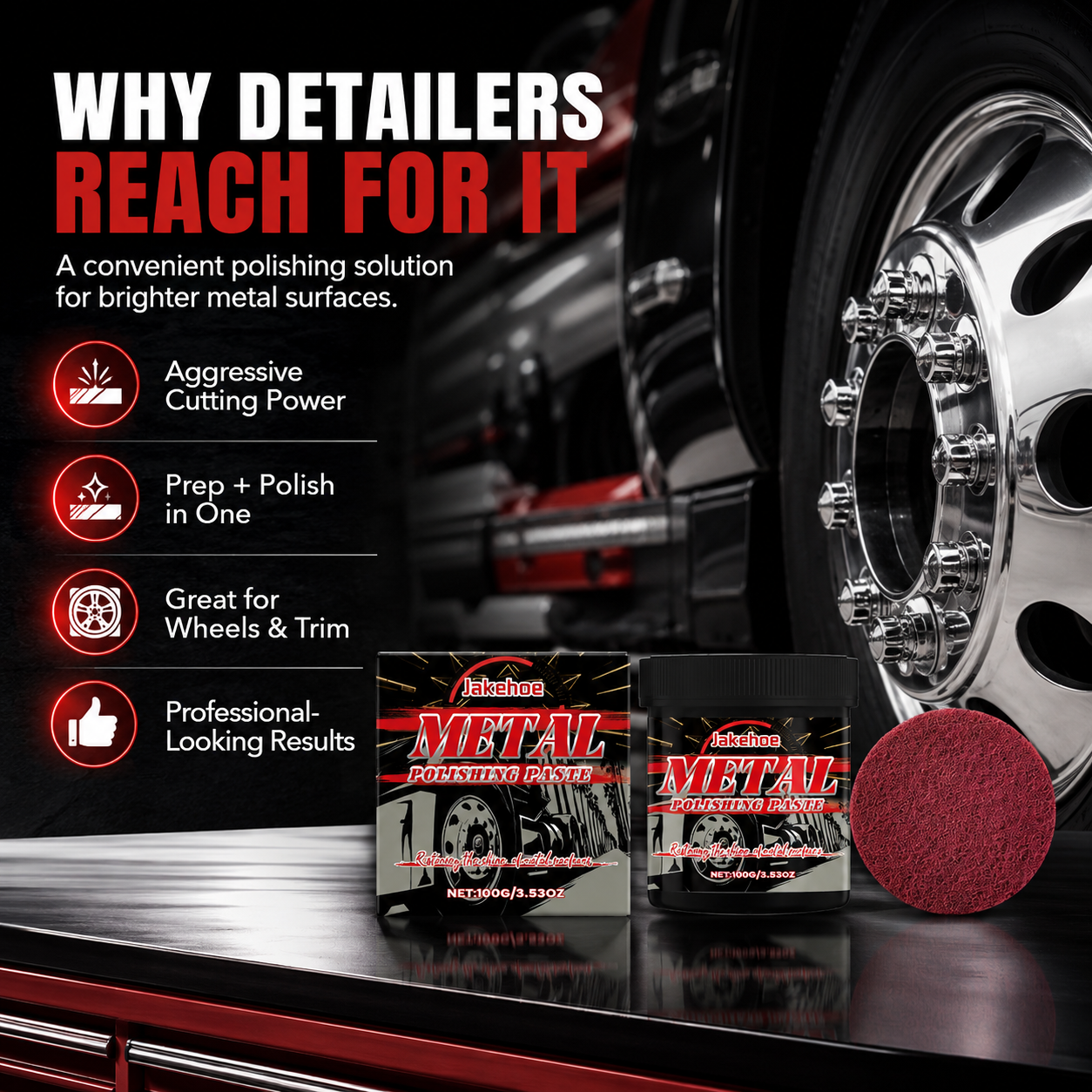 🚗Metal Professional Red Paste Pro Pads| Synthetic Pads for Aggressive Cutting & Metal Finishing-TI