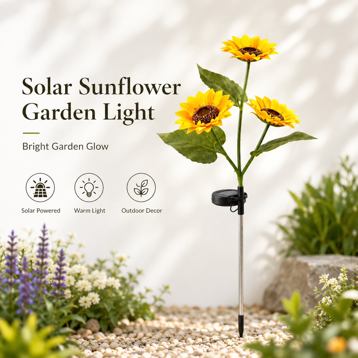 Solar-powered sunflower ground stake light-TI