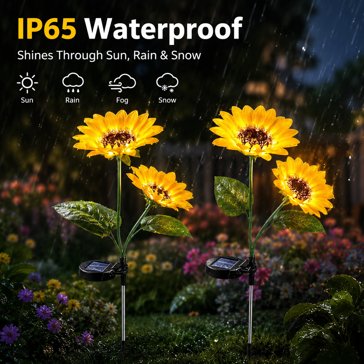 Solar-powered sunflower ground stake light-TI