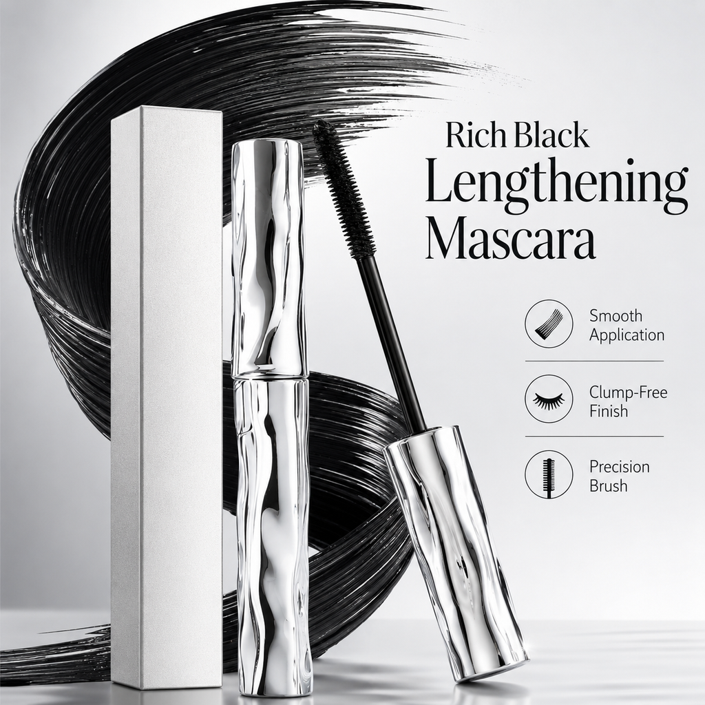 Lengthening Mascara – Waterproof Slim Brush Mascara for Longer-Looking, Defined & Smudge-Resistant Lashes
