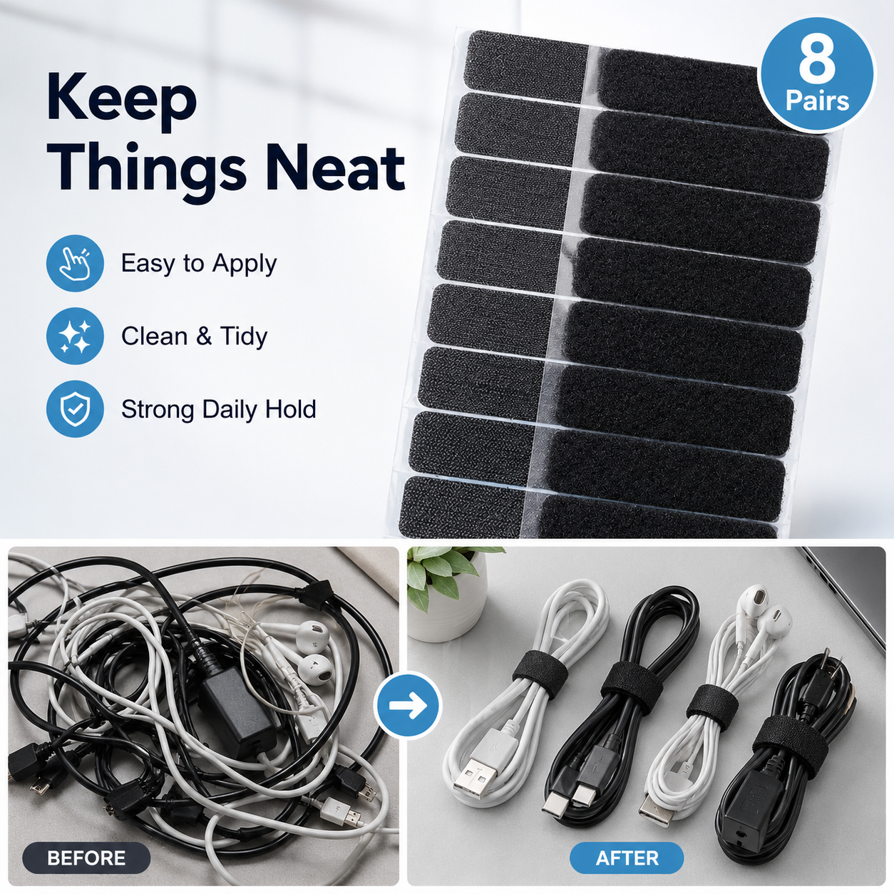 8 pairs Strong adhesive Velcro -TI