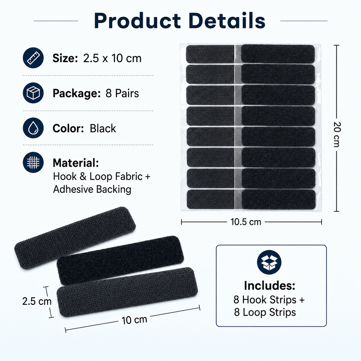 8 pairs Strong adhesive Velcro -TI