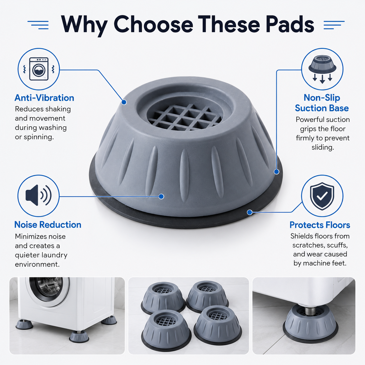 Universal foot pad for washing machine-TI