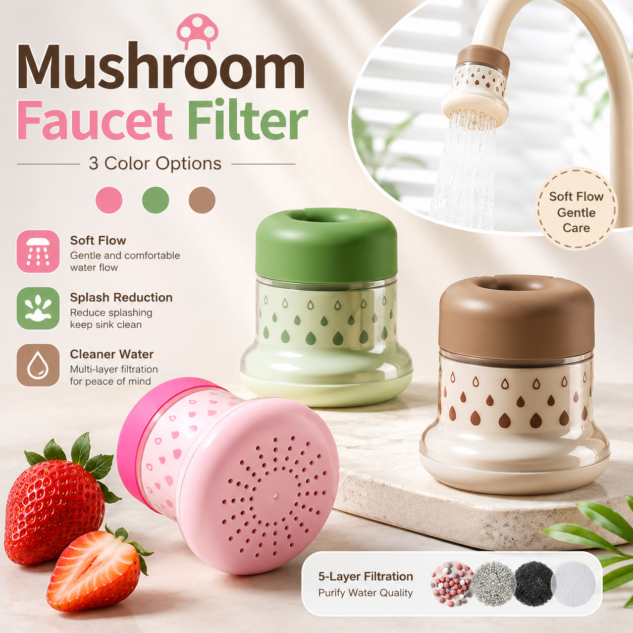 Mushroom-shaped faucet filter-TI