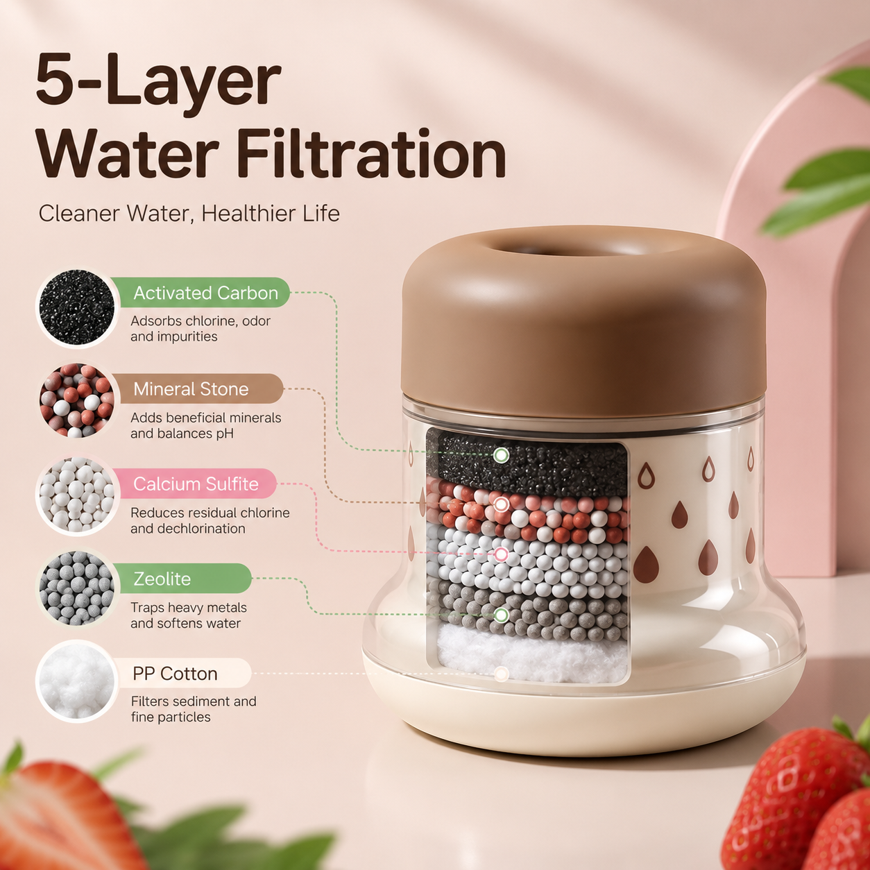 Mushroom-shaped faucet filter-TI