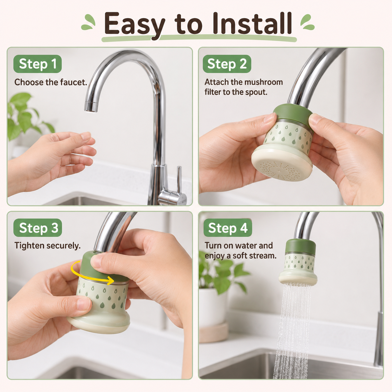 Mushroom-shaped faucet filter-TI