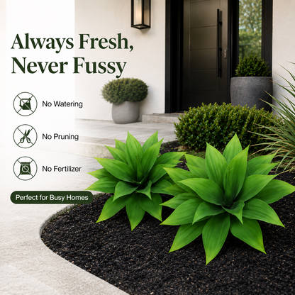 🪴Set of 2（13inch）Artificial Agave Plant Stakes, UV Resistant Faux Greenery for Outdoor Front Door & Garden Landscaping-TI