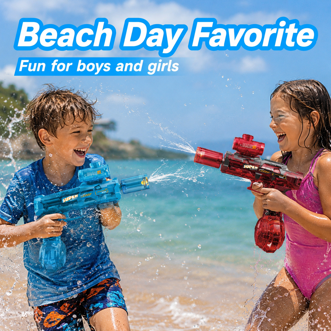💧Glowing Electric Water Gun🔫, 32ft Range, 320cc Tank, Fun Summer Toy for All Ages-TI