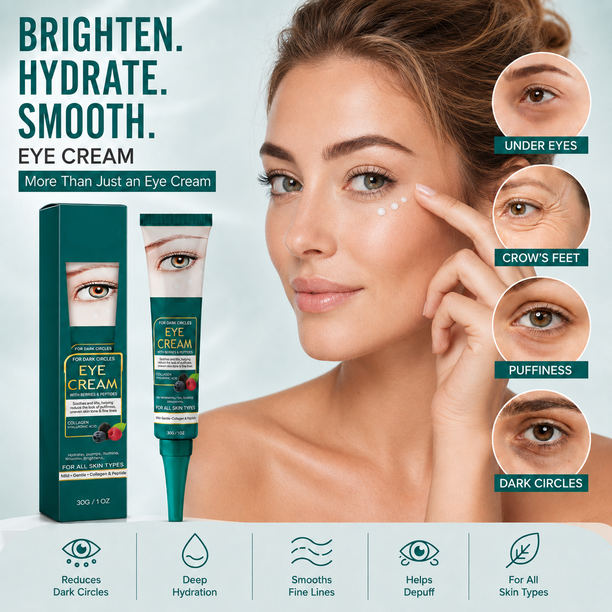 👁️Hoygi Collagen Berry Eye Cream, Anti Dark Circle Anti Aging Under Eye Treatment-TI