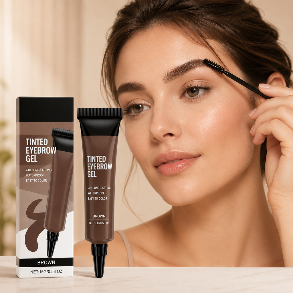 24H Waterproof Tinted Eyebrow Gel – Natural Brown Brow Tint with Spoolie Brush for Long-Lasting Definition