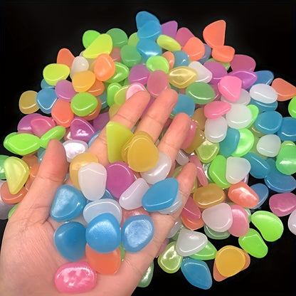 💡Luminous Stones🪨 – Mixed Color Glow Rocks Decorations DIY Decorative Pebbles for Aquarium Fish Tank Sidewalk Garden Path Patio Terrace Lawn Yard Ornaments Colorful Cobbles Decor-TI