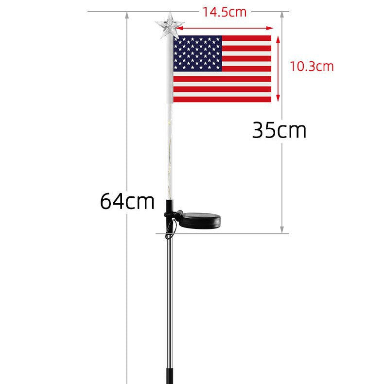 🎉Solar-powered outdoor American flag light set🎉, 4th of July Decorations with 8 Lighting Modes, Dusk-to-Dawn Auto On/Off Red White Blue Lights for Pathway, Garden Yd Decor, Solar Outdoor Lights-LIN