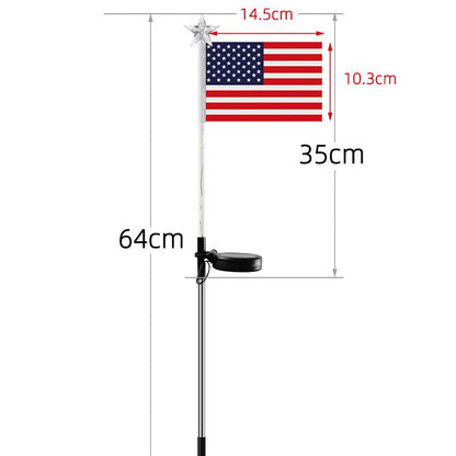 🎉Solar-powered outdoor American flag light set🎉, 4th of July Decorations with 8 Lighting Modes, Dusk-to-Dawn Auto On/Off Red White Blue Lights for Pathway, Garden Yd Decor, Solar Outdoor Lights-LIN
