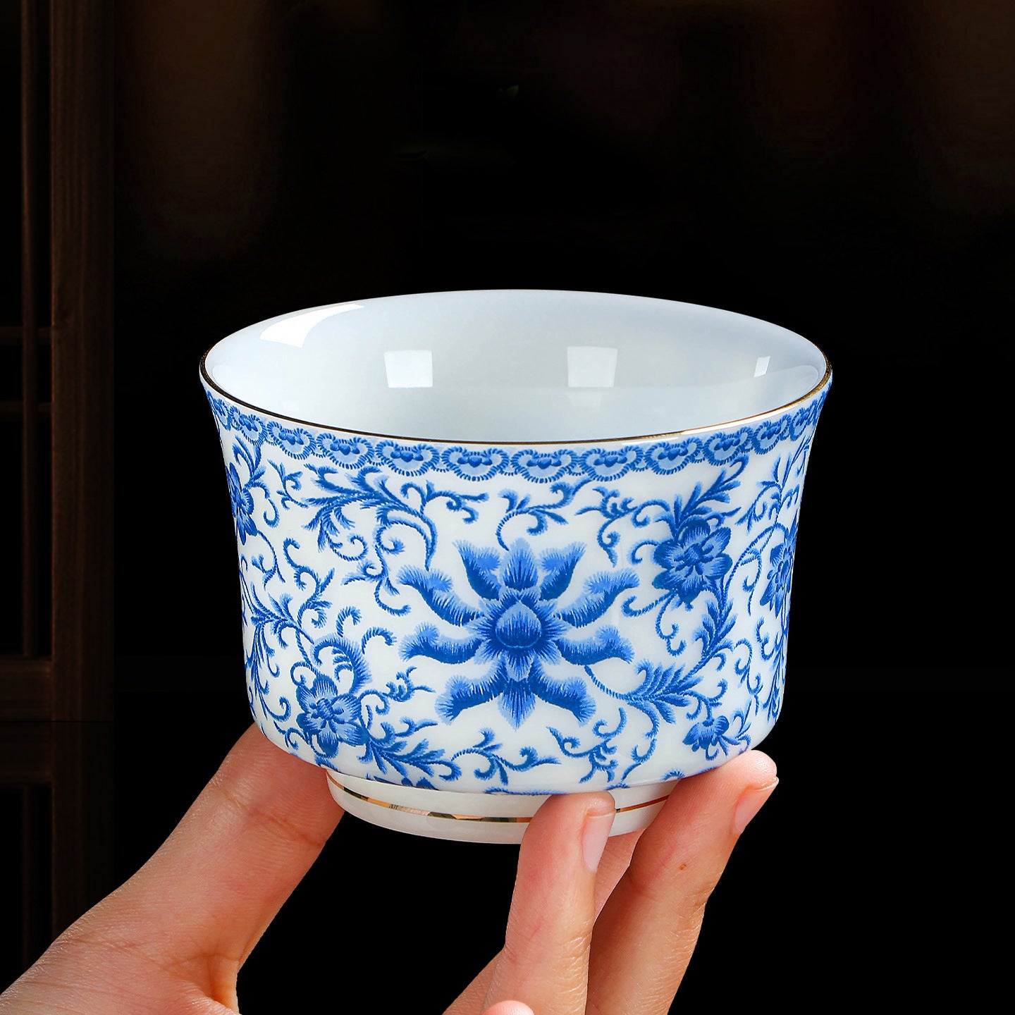 🎁Essential for giving gifts🎁Intertwined Lotus Horseshoe Teacup Gift Set - Premium Puyu Porcelain Cups,Elegant Chinese Style Tea Cups for Home, Office, and Gifting-LIN