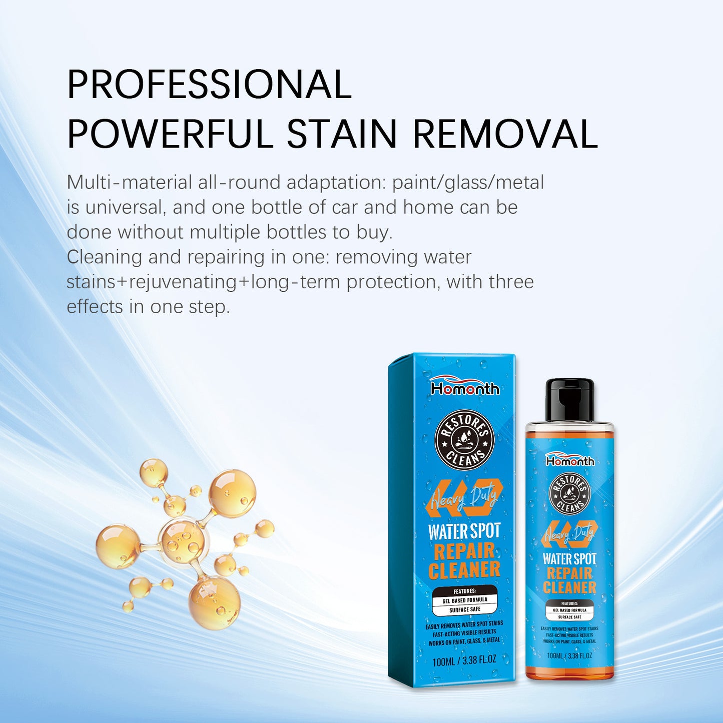 🚗Multi-Surface Water Spot Remover,Fast-Acting Car Detailing Cleaner for Windshield, Paint & Wheels-TI