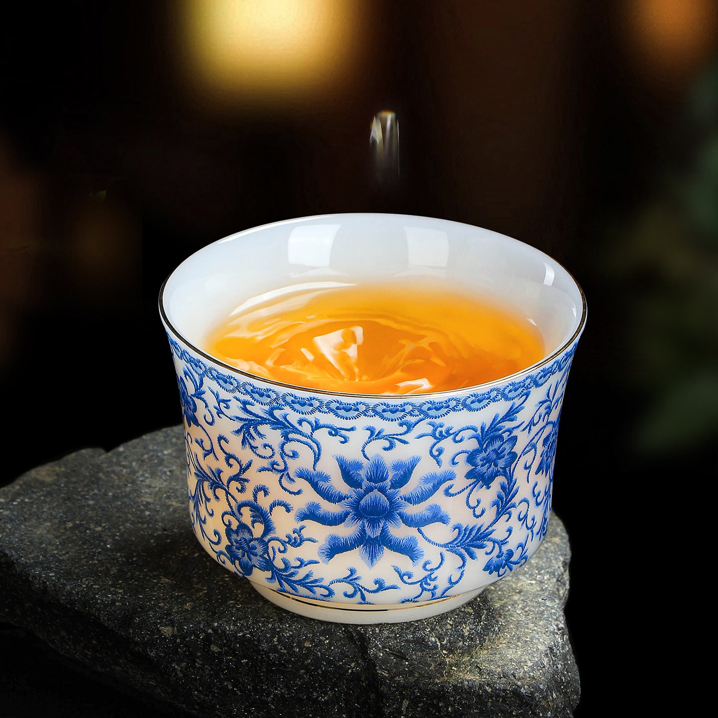 🎁Essential for giving gifts🎁Intertwined Lotus Horseshoe Teacup Gift Set - Premium Puyu Porcelain Cups,Elegant Chinese Style Tea Cups for Home, Office, and Gifting-LIN