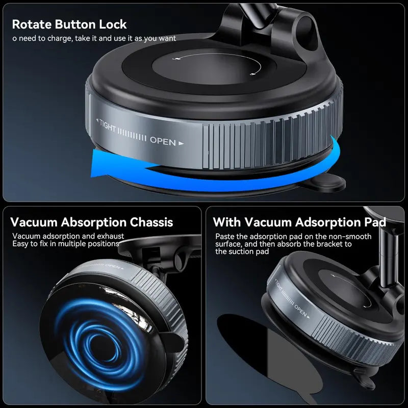 360° Adjustable Vacuum Magnetic Phone Holder, Suction Cup Phone Mount for Magsafe, Portable Cell Phone Holder for Car,Makeup/Gym/Mirror, Fit for All iphone iphone 12 and above-LIN