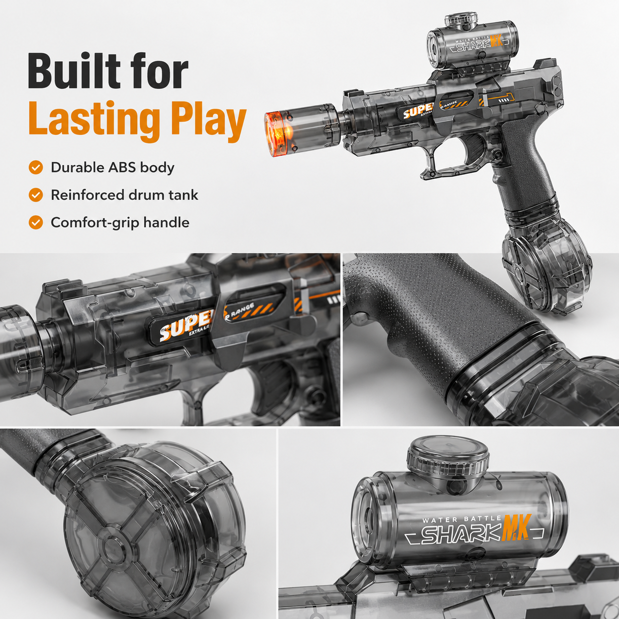 💧Glowing Electric Water Gun🔫, 32ft Range, 320cc Tank, Fun Summer Toy for All Ages-TI