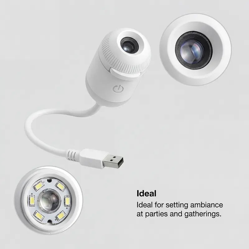 2-in-1 Galaxy Projector Night Light, USB Interface, Dual-Mode Starry Sky Projection/Warm Light Night Light, Adjustable Focus and Brightness with 24 Sliding Projection Films for Bedroom-LIN