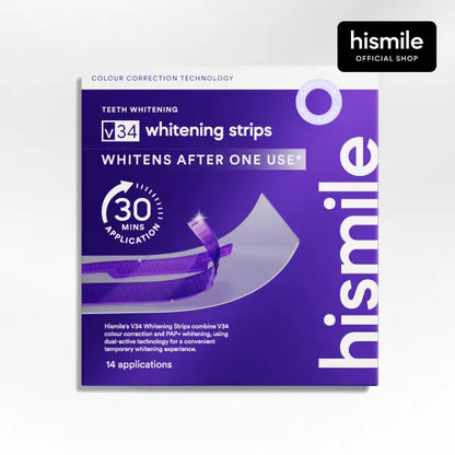 🦷Hismile V34 Whitening Strips: Advanced Teeth Whitening + Purple Colour Correction for Brighter Smiles-TI